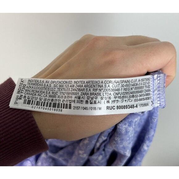 Zara Purple Floral Flutter Sleeve Mini Dress Satin Size Medium Women’s - Picture 8 of 9